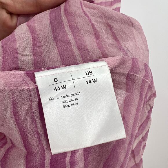 VTG Givenchy Pink Full Sheer Half Button Silk Tunic Top Cover Up Plus Size 14W - Picture 6 of 9